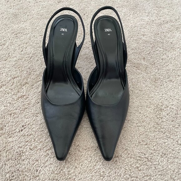 Zara Shoes - ZARA Chic Black Slingback Heels – Women’s Size 40 (US 9.5–10)